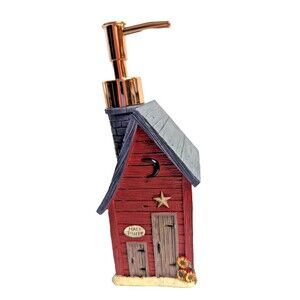 Country Outhouse Soap Dispenser Sunflowers Moon Star Ceramic Bath Gift NEW